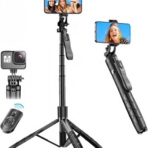 K-28 Long Video Stand Cum Selfie Stick Tripod with Remote - 360° Rotation Phone Stand with Wireless Remote Control,  with light